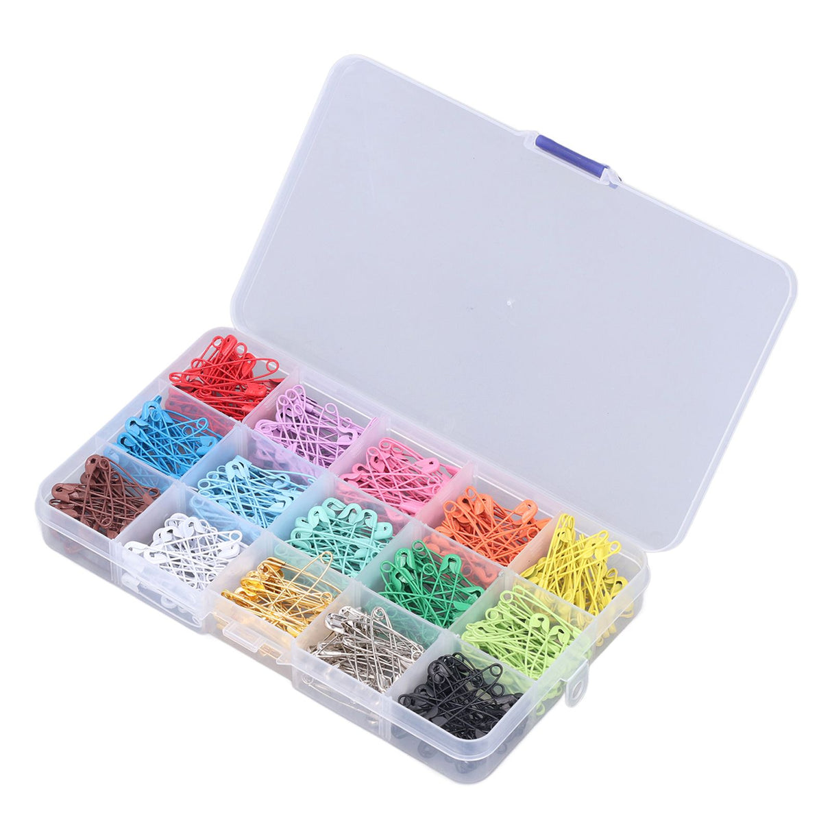Safety Pins DIY Making Reliable Locking Design Glossy Bright Small Compact Sewing Accessories for Art Project15 Colors 450 Pcs/Box
