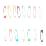 Safety Pins DIY Making Reliable Locking Design Glossy Bright Small Compact Sewing Accessories for Art Project15 Colors 450 Pcs/Box - Close-Up Angle