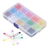 Safety Pins DIY Making Reliable Locking Design Glossy Bright Small Compact Sewing Accessories for Art Project15 Colors 450 Pcs/Box