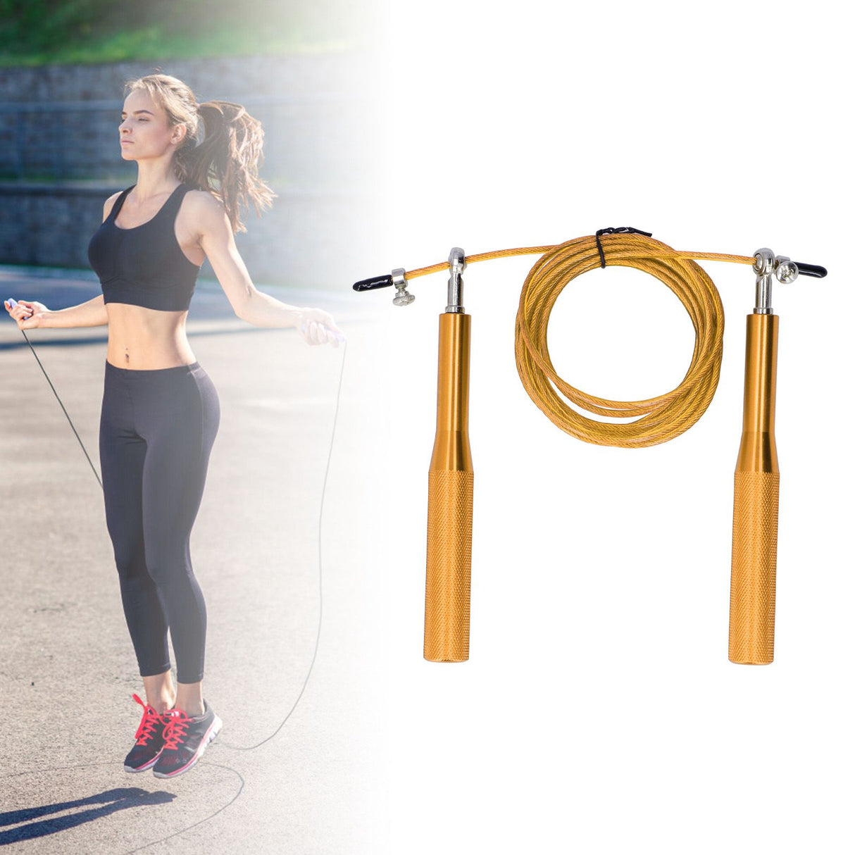 Skipping Rope Strong Durable Adjustable Flexible Reliable Professional Convenient Exercise Supplies for Indoor OutdoorAluminum Alloy Gold