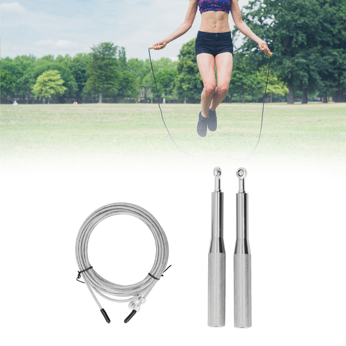 Skipping Rope Strong Durable Adjustable Flexible Reliable Professional Convenient Exercise Supplies for Indoor OutdoorAluminum Alloy Silver