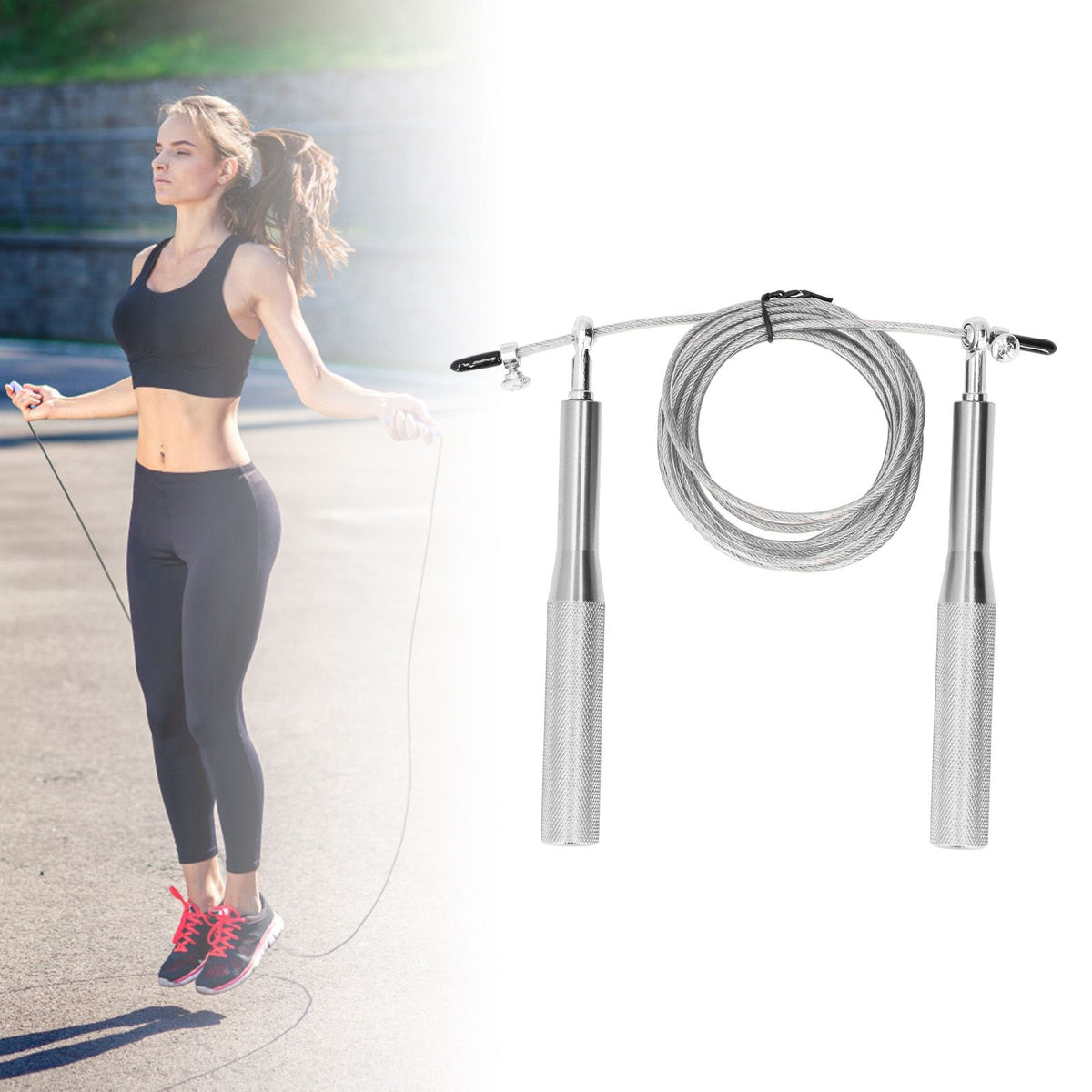 Skipping Rope Strong Durable Adjustable Flexible Reliable Professional Convenient Exercise Supplies for Indoor OutdoorAluminum Alloy Silver