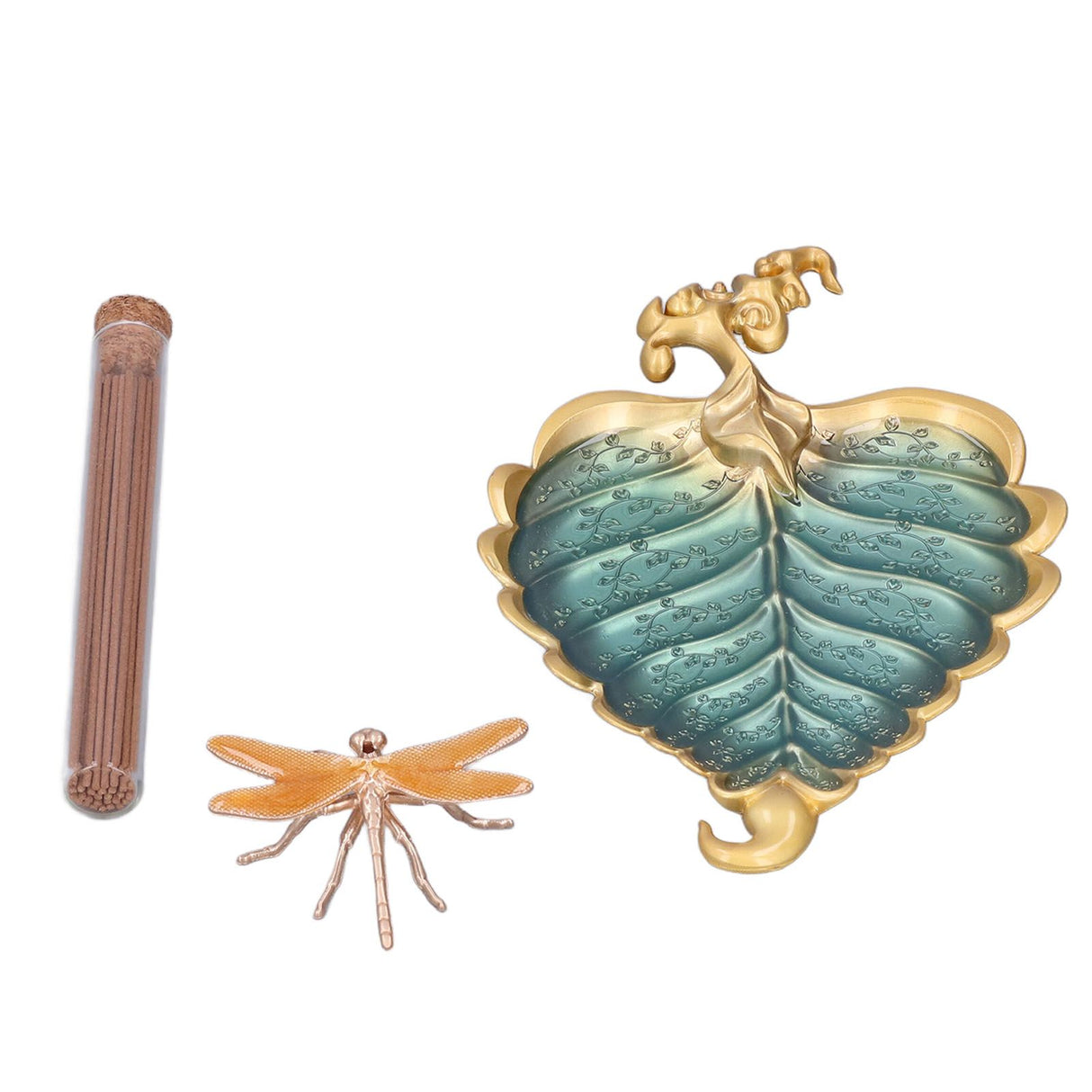 Incense Stick Holder Bodhi Leaf Incense Decorated Plate for Living Room Home Decoration GiftBodhi Leaf Gold 037