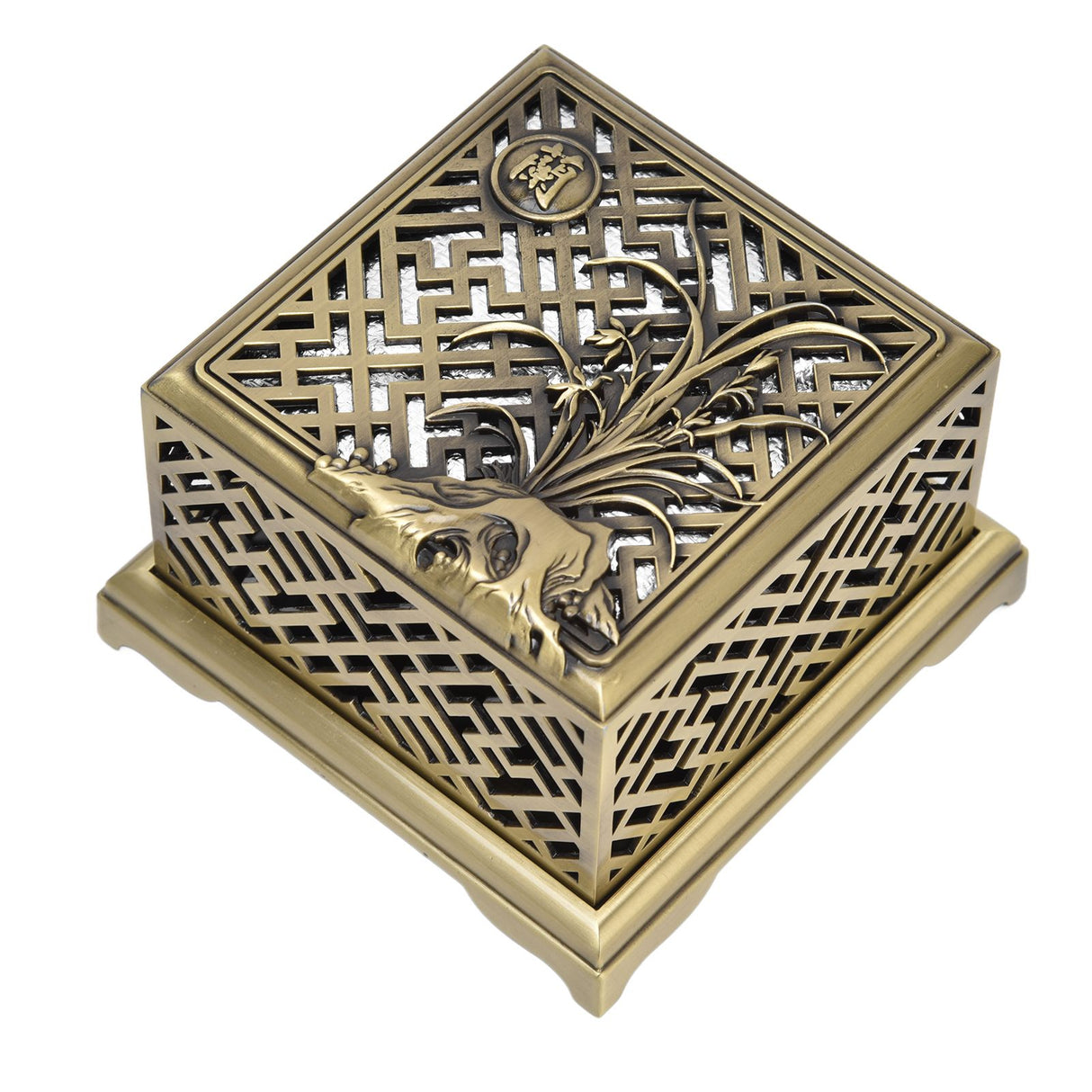 Incense Holder Multipurpose Zinc Alloy Incense Stand with Fireproof Cotton for Home Decoration