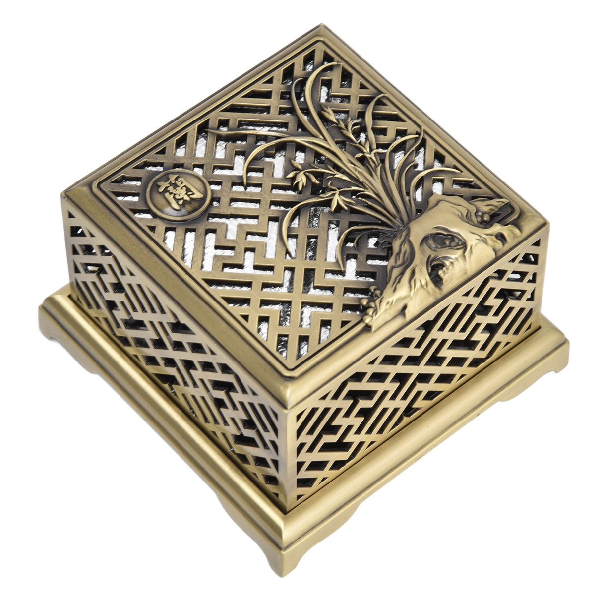 Incense Holder Multipurpose Zinc Alloy Incense Stand with Fireproof Cotton for Home Decoration