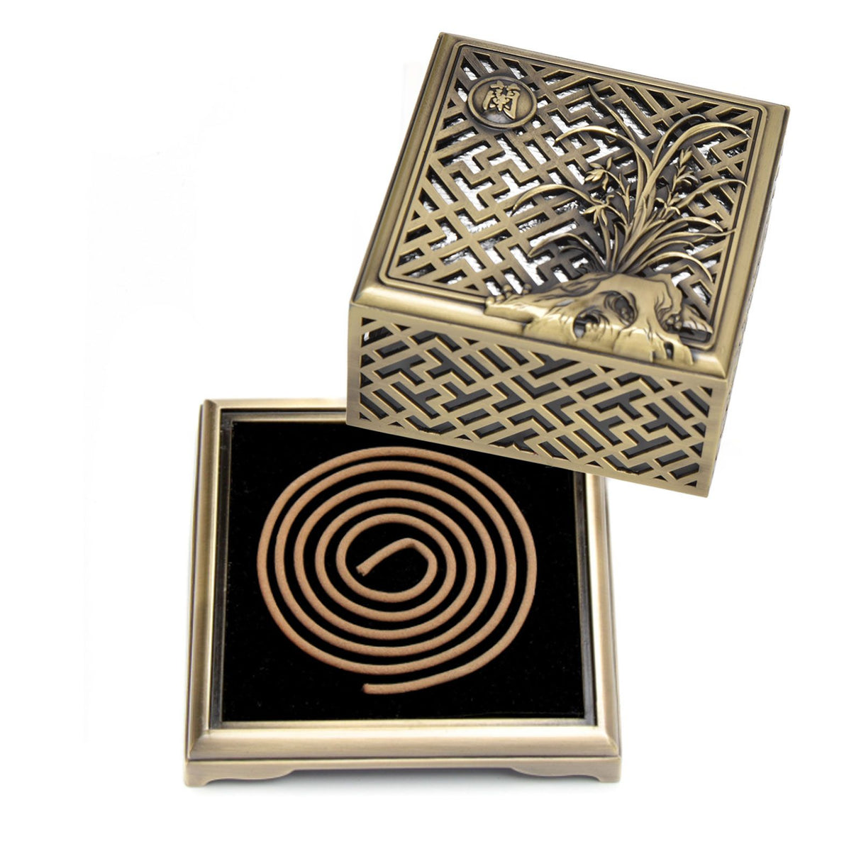 Incense Holder Multipurpose Zinc Alloy Incense Stand with Fireproof Cotton for Home Decoration