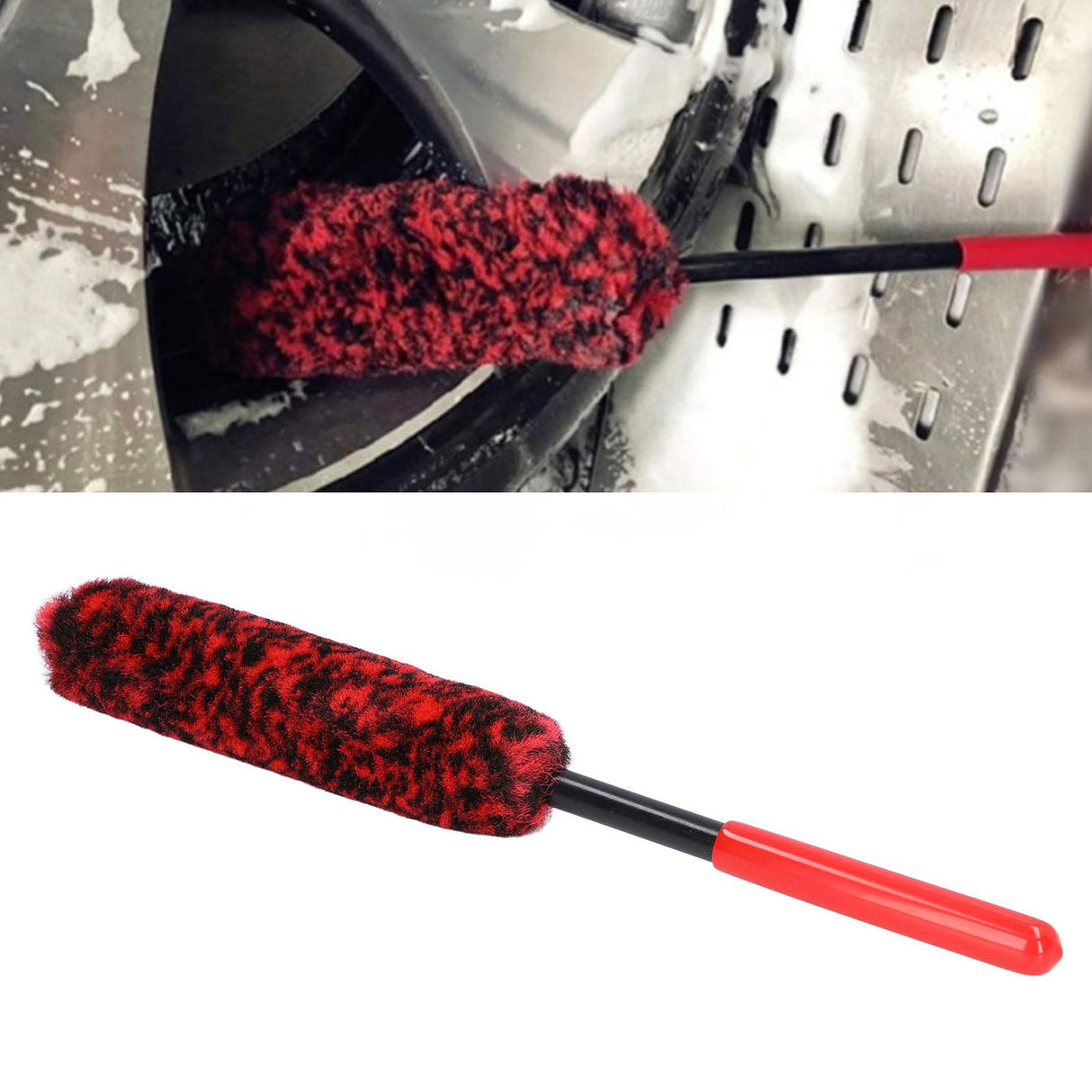 Universal Car Wheel Hub Cleaning Brush Flexible Long Handle Car Tire Detailing Brush Red