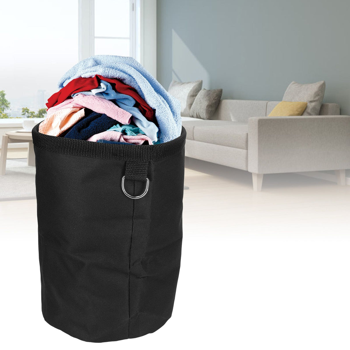 Foldable Grocery Basket Large Capacity Hook Design Closure Rope Simple Operation Storage Basket
