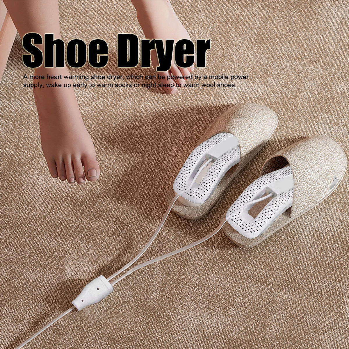 Shoe Deodorizer Dryer Portable USB Electric Shoes Dryer for Gloves Socks Jewelry Box White
