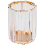 Cosmetic Brush Holder Transparent Glass Round Decorative Desktop Pen Storage Organizer BoxGold