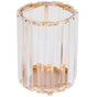 Cosmetic Brush Holder Transparent Glass Round Decorative Desktop Pen Storage Organizer BoxGold