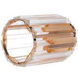 Cosmetic Brush Holder Transparent Glass Round Decorative Desktop Pen Storage Organizer BoxGold - Front View