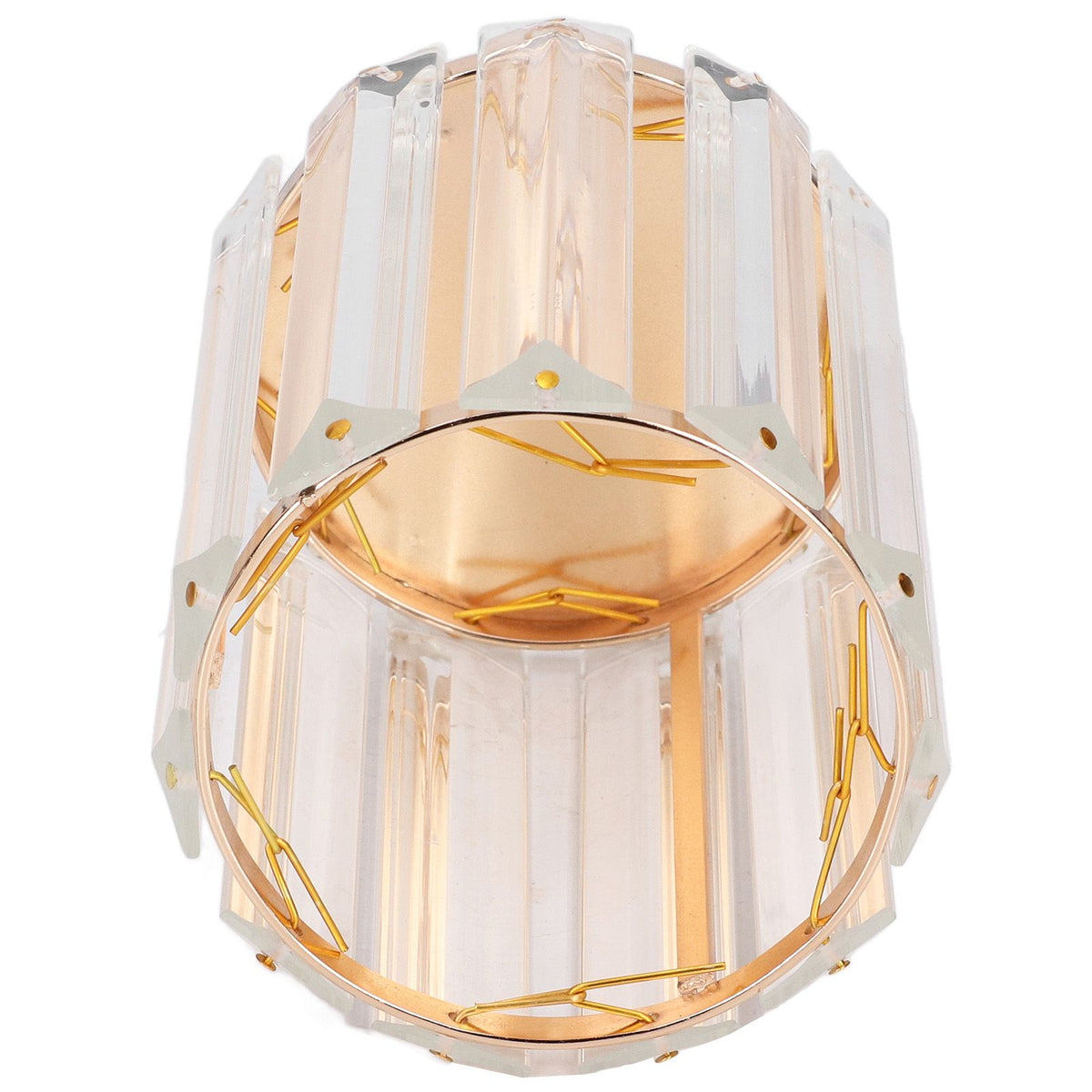 Cosmetic Brush Holder Transparent Glass Round Decorative Desktop Pen Storage Organizer BoxGold