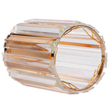 Cosmetic Brush Holder Transparent Glass Round Decorative Desktop Pen Storage Organizer BoxGold