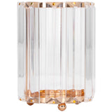 Cosmetic Brush Holder Transparent Glass Round Decorative Desktop Pen Storage Organizer BoxGold - Rear View