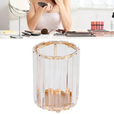 Cosmetic Brush Holder Transparent Glass Round Decorative Desktop Pen Storage Organizer BoxGold