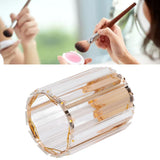 Cosmetic Brush Holder Transparent Glass Round Decorative Desktop Pen Storage Organizer BoxGold - Extra Image