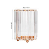 Cosmetic Brush Holder Transparent Glass Round Decorative Desktop Pen Storage Organizer BoxGold