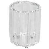 Cosmetic Brush Holder Transparent Glass Round Decorative Desktop Pen Storage Organizer BoxSilver