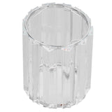 Cosmetic Brush Holder Transparent Glass Round Decorative Desktop Pen Storage Organizer BoxSilver - Side View