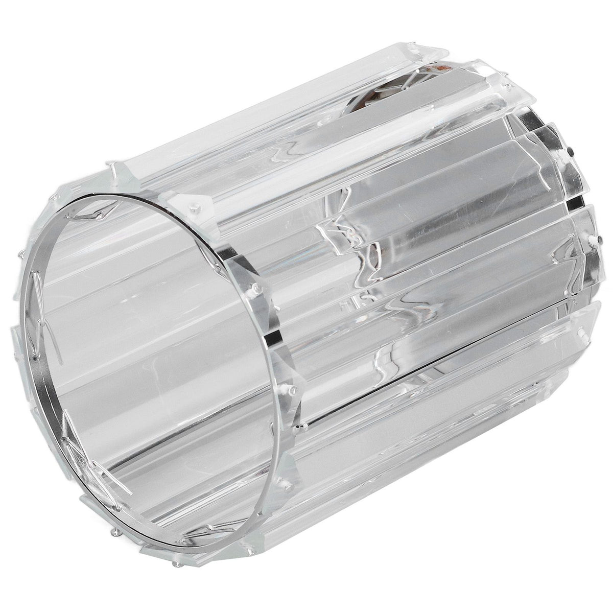 Cosmetic Brush Holder Transparent Glass Round Decorative Desktop Pen Storage Organizer BoxSilver