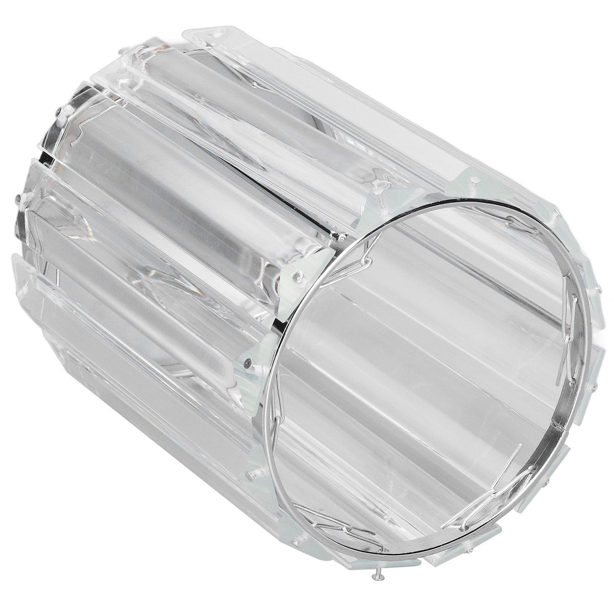Cosmetic Brush Holder Transparent Glass Round Decorative Desktop Pen Storage Organizer BoxSilver