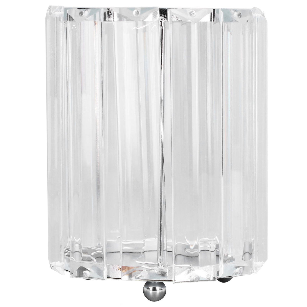 Cosmetic Brush Holder Transparent Glass Round Decorative Desktop Pen Storage Organizer BoxSilver
