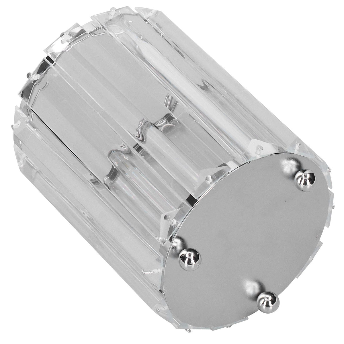 Cosmetic Brush Holder Transparent Glass Round Decorative Desktop Pen Storage Organizer BoxSilver