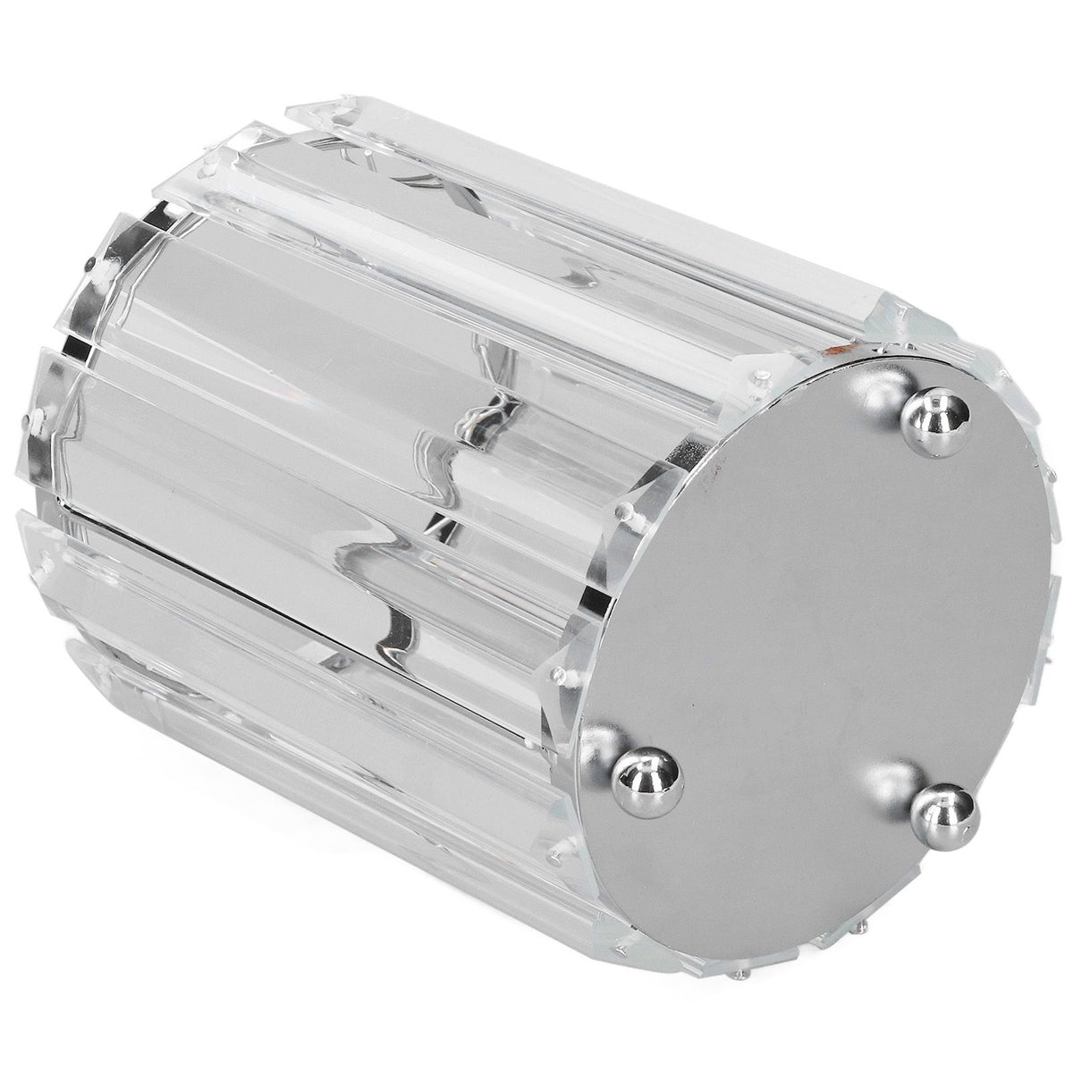 Cosmetic Brush Holder Transparent Glass Round Decorative Desktop Pen Storage Organizer BoxSilver