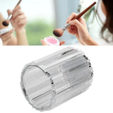 Cosmetic Brush Holder Transparent Glass Round Decorative Desktop Pen Storage Organizer BoxSilver - Extra Image