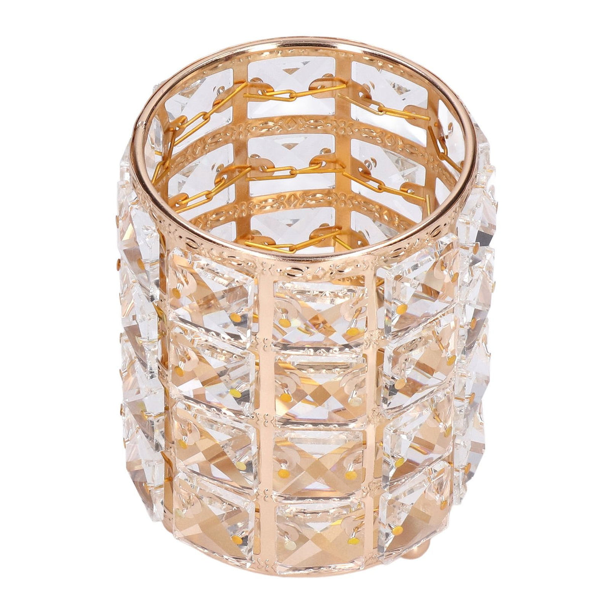 Crystal Makeup Brush Holder European Style Rounded Crystal Glass Cosmetic OrganizerGold