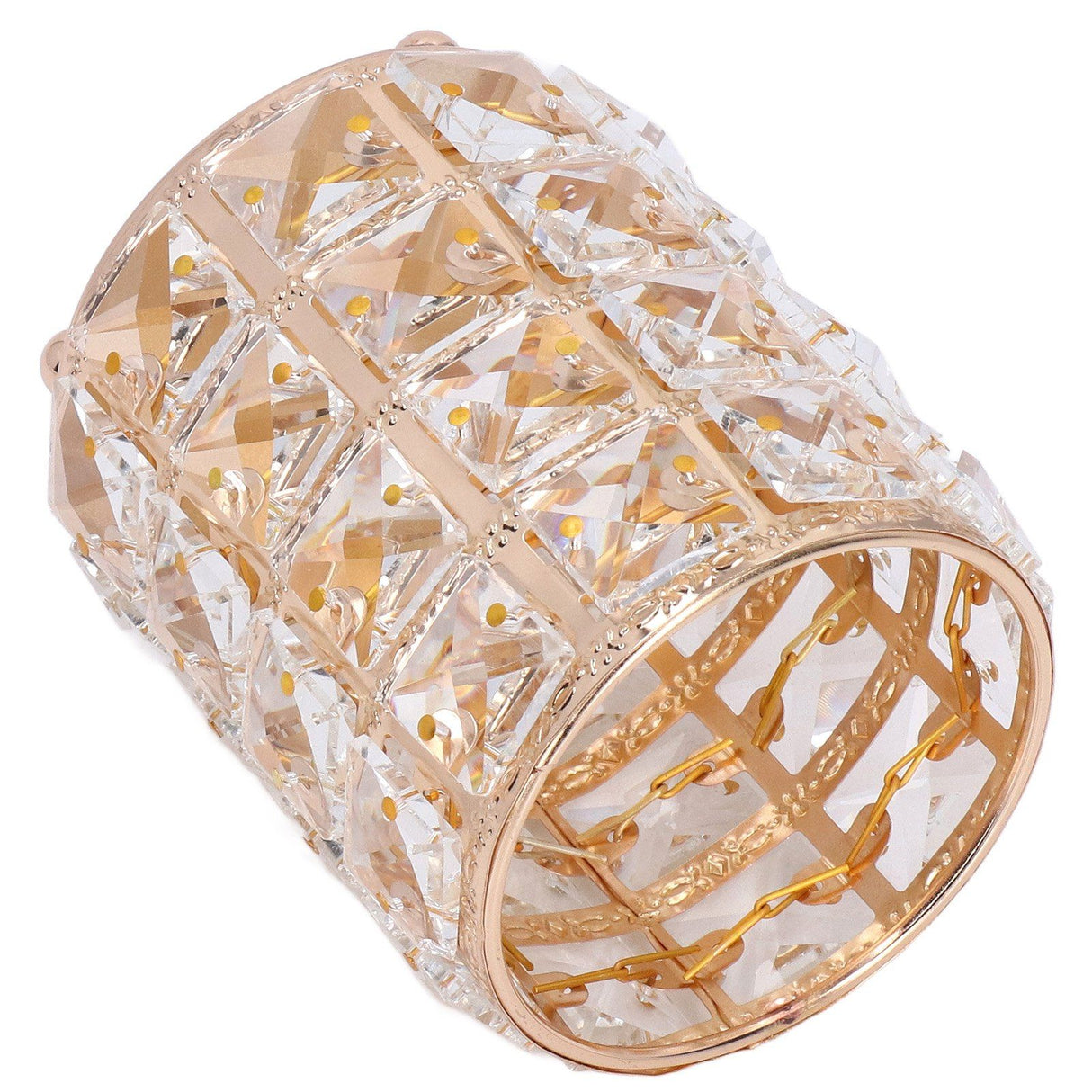 Crystal Makeup Brush Holder European Style Rounded Crystal Glass Cosmetic OrganizerGold