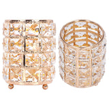 Crystal Makeup Brush Holder European Style Rounded Crystal Glass Cosmetic OrganizerGold