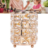 Crystal Makeup Brush Holder European Style Rounded Crystal Glass Cosmetic OrganizerGold