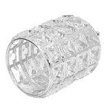 Crystal Makeup Brush Holder European Style Rounded Crystal Glass Cosmetic OrganizerSilver - Front View