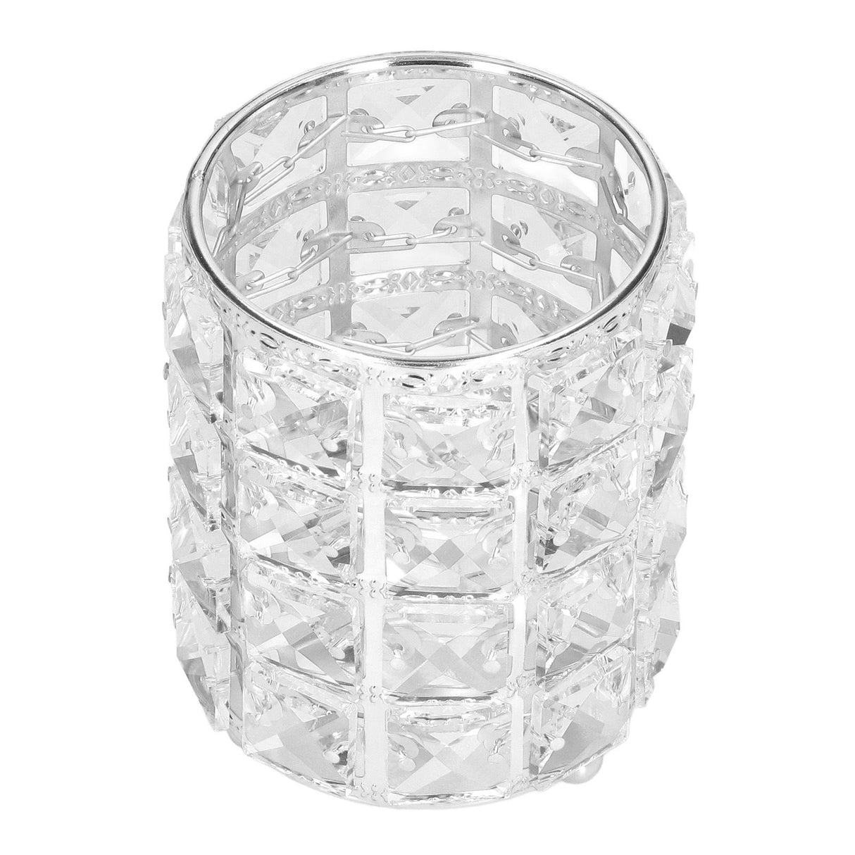 Crystal Makeup Brush Holder European Style Rounded Crystal Glass Cosmetic OrganizerSilver