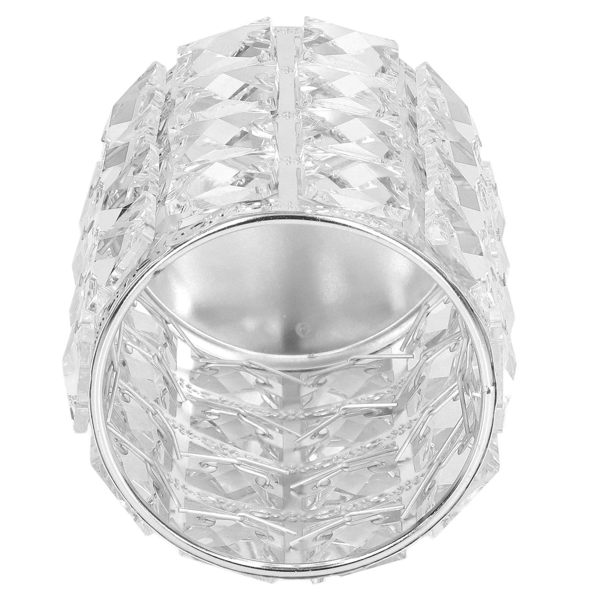 Crystal Makeup Brush Holder European Style Rounded Crystal Glass Cosmetic OrganizerSilver