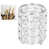 Crystal Makeup Brush Holder European Style Rounded Crystal Glass Cosmetic OrganizerSilver