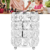 Crystal Makeup Brush Holder European Style Rounded Crystal Glass Cosmetic OrganizerSilver - Extra Image