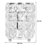 Crystal Makeup Brush Holder European Style Rounded Crystal Glass Cosmetic OrganizerSilver