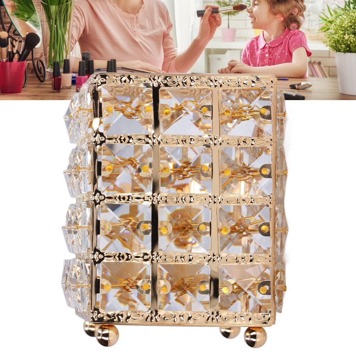 Makeup Brush Holder European Style Make Up Storage Cup for Bathroom Home Bedroom OfficeGold