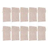 10Pcs Cotton Linen Bag Small Storage Drawstring Bag 9 X 6.7in Reusable Storage Bag for Bread Flowers - Side View