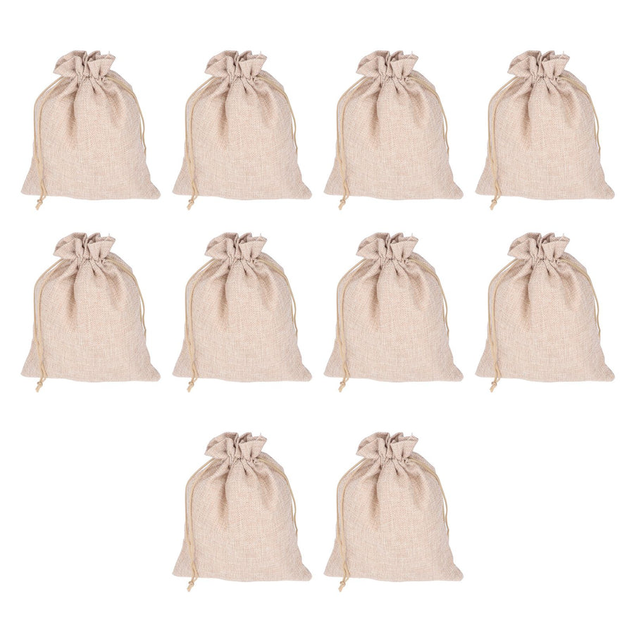 10Pcs Cotton Linen Bag Small Storage Drawstring Bag 9 X 6.7in Reusable Storage Bag for Bread Flowers