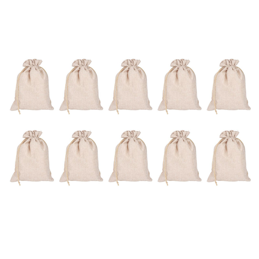 10Pcs Cotton Linen Bag Small Storage Drawstring Bag 9 X 6.7in Reusable Storage Bag for Bread Flowers