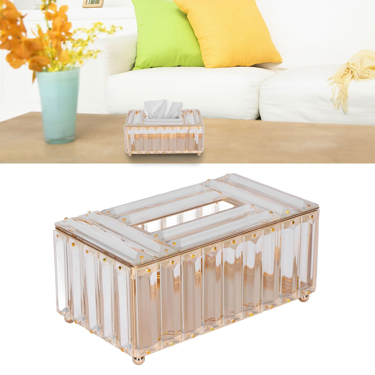Tissues Box Gold Plating Process Fine Workmanship Simple Fashion Multi Purpose Tissue Storage BoxGold