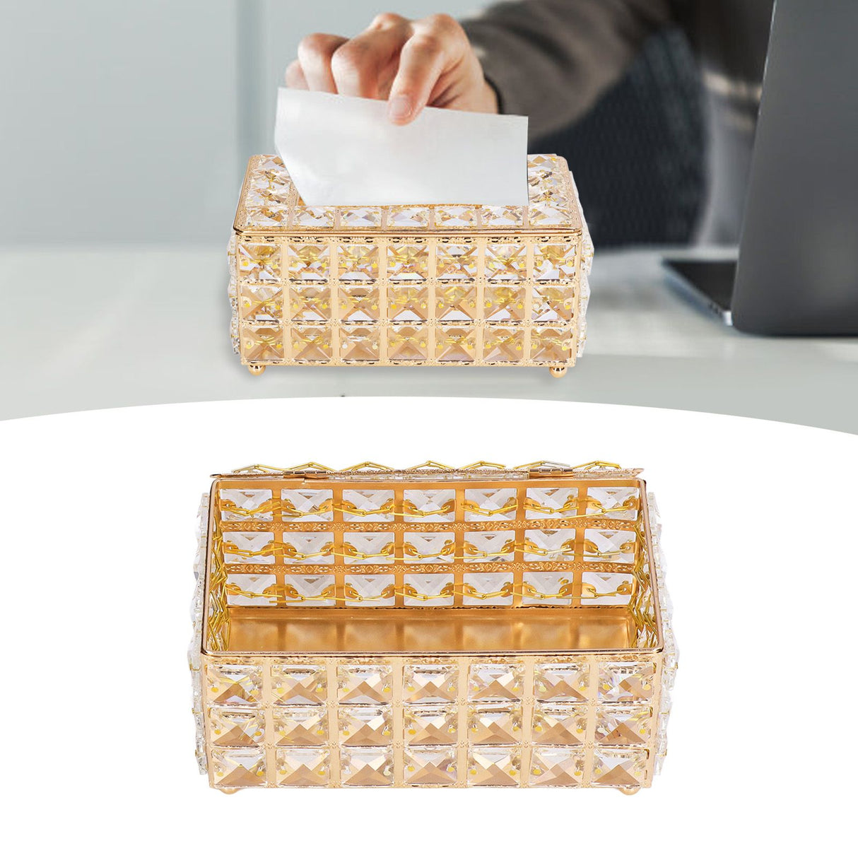 Tissue Box Holder Multifunctional Fashionable Design Exquisite Sturdy Durable Tissue HolderGold