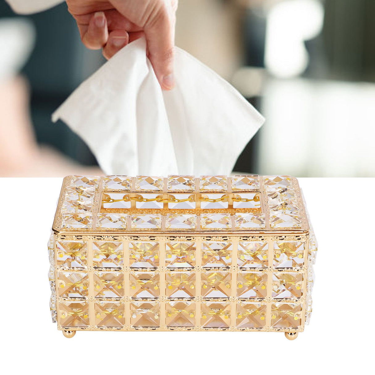 Tissue Box Holder Multifunctional Fashionable Design Exquisite Sturdy Durable Tissue HolderGold