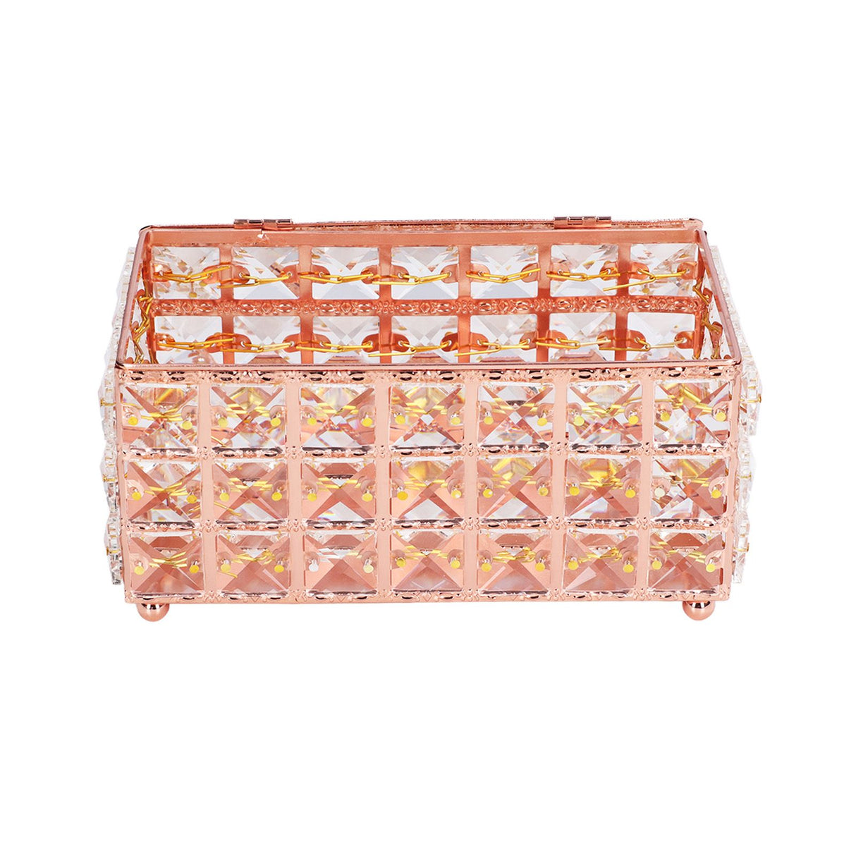 Tissue Box Holder Multifunctional Fashionable Design Exquisite Sturdy Durable Tissue HolderRose Gold