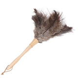 Feather Duster Light Weight Soft Long Handle Reusable Black Ostrich Feather Duster for Home Office Car - Front View