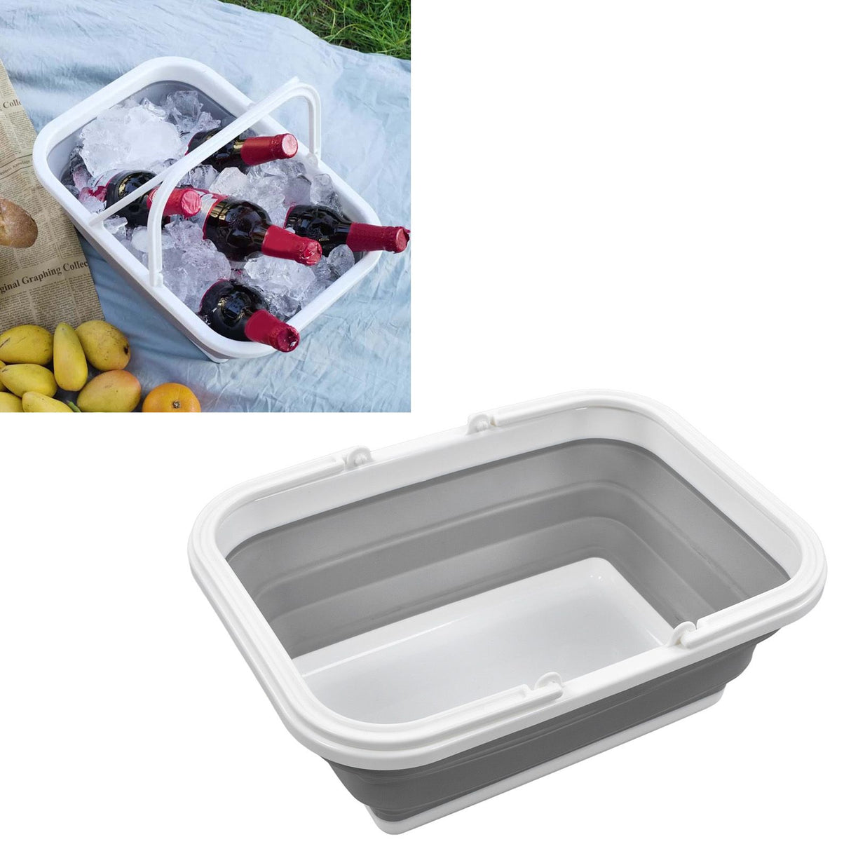 Foldable Picnic Basket Large Capacity Multifunctional Sturdy Handle Toy Storage Basket for Home Hiking Camping